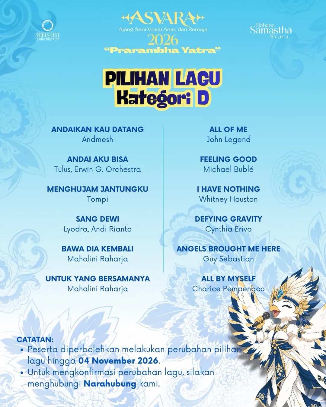 Poster: Pilihan lagu kategori D